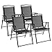 Devoko Patio Folding Chair Deck Sling Back Chair Camping Garden Pool Beach Using Chairs Space Saving Set of 4 (Black)