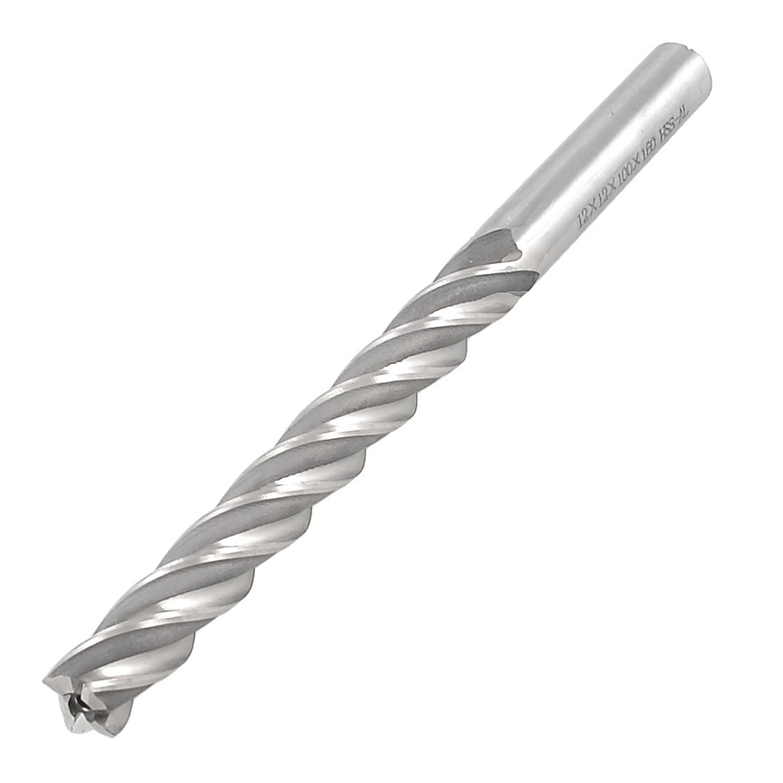 sourcingmap Milling Cutter Straight 4 Flutes End Mill 12mmx12mmx100mmx160mm