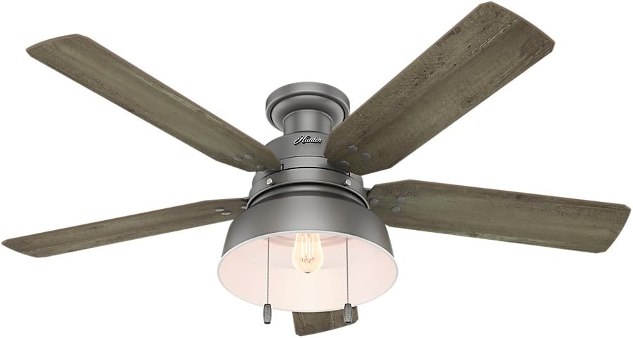 Hunter Indoor Outdoor Low Profile Ceiling Fan With Light And