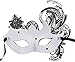 Coxeer Womens Masquerade Mask Swan Black Halloween Mask Metal Filigree Mask