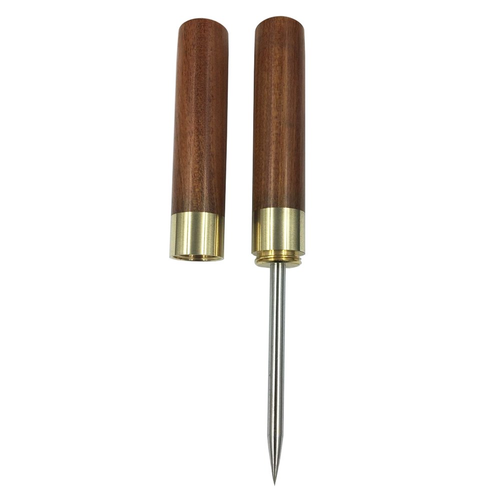 Ice Picks Wooden Handle Stainless Steel Knife with Cover?Red Sandal Wood)