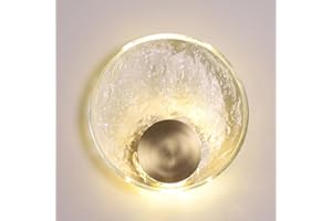 Round Crystal Wall Sconce with LED - Brass Wall Lamp, Living Room & Bedroom Sconces, 5W 3000K, Diameter 20cm