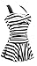 MiYang Women's Swimwear One Piece Slimming Skirt Tummy Control Swimdress Bathing Suit Black and White Large US 12-14