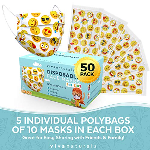 Cartoon Face Mask for Kids (50 Pack) Premium Cartoon Childrens Masks