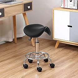 KKTONER Saddle Stool with Foot Rest PU Leather