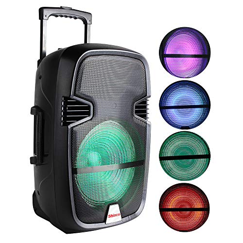 Shinco Portable PA Speaker Bluetooth Sound System 12-inch Woofer Battery Powered Loudspeaker with DJ Light, Microphone