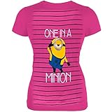 Despicable Me Stripe Minion One in a Minion Juniors Hot Pink T-Shirt