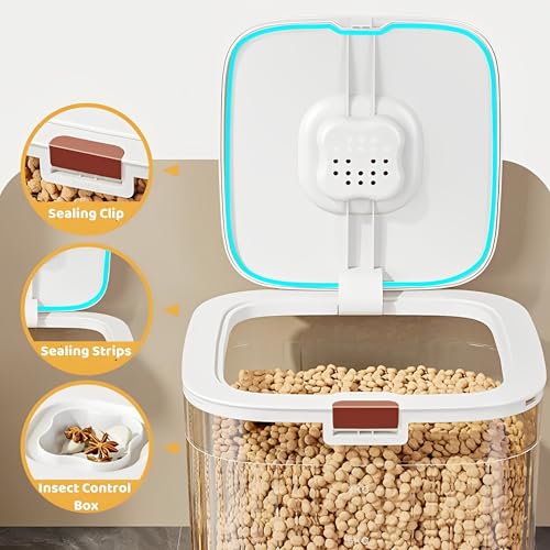 Beauenty Rice Storage Container,Large Food Storage Bin for Kitchen with Sealing Lid,Pet Food Dispenser,Versatile Pantry Organizer for Rice Grains Flour Cereal Pet Food (10kg)