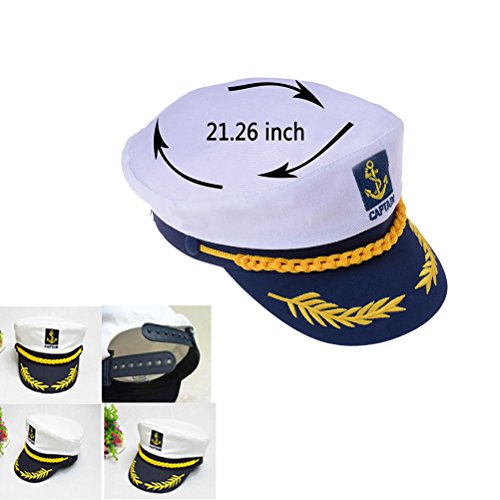 Sailor Captain Hat Embroidery Boat Ship Sailor Hats Adjustable Navy Hats For Children White 1 Pcs