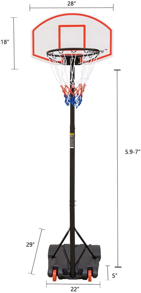 HaoKang Portable Basketball Hoop Height Adjustable System w/Wheels, Outdoor with 28”  Background for Children : Sports & Outdoors