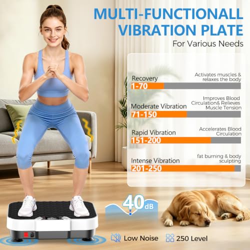 Vibration Plate Exercise Machine Vibration Plate for Lymphatic Drainage Weight Loss,Muscle Activation Fat Burner for Women Men