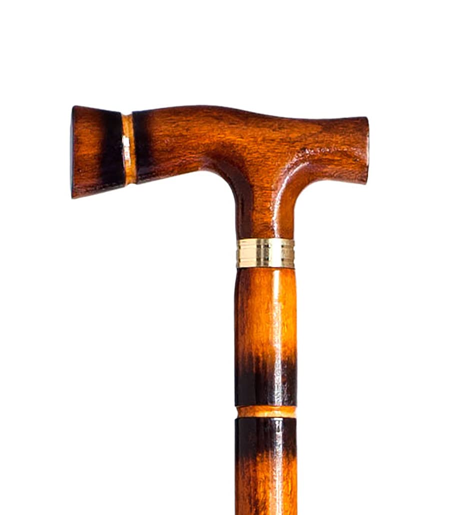 S & B Wooden Walking Stick with Wooden Cuff, Handmade in Spain (Brown)