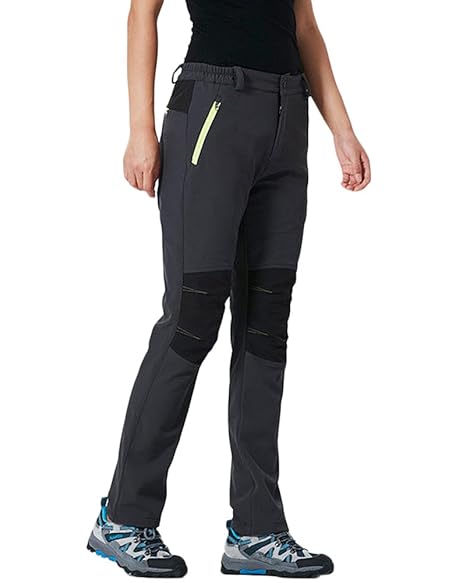 Qitun Herren Damen Gefüttert Verdickte Funktionshosen Wasserdicht warm Skihosen Trekkinghose Hosenträger