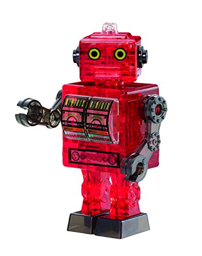 BePuzzled Original 3D Crystal Tin Robot Puzzle (39 Piece), Red