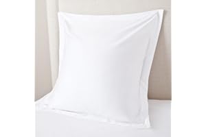 Vedanta Home Collection European Square Pillow Shams Set of 2 White 600 Thread Count 100% Natural Cotton Pack of Two Euro 24 x 24 Pillow Shams Cushion Cover, Cases Super Soft Decorative