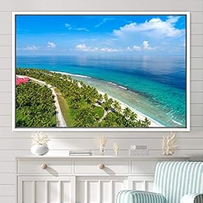 signwin Framed Canvas Wall Art Coastal Scenery Aerial...