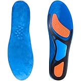 Gel Sports Orthotic Insoles for Shock Absorption, Heel Protection, Plantar Fasciitis Relief and Foot Arch Support, Men and Women Shoes Insole (Blue,8-13,1 Pair)
