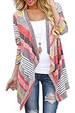 Myobe Women's Fashion Geometric Print Drape Front Cable Knit Cardigan