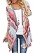 Myobe Women's Fashion Geometric Print Drape Front Cable Knit Cardigan, X-Large, Red