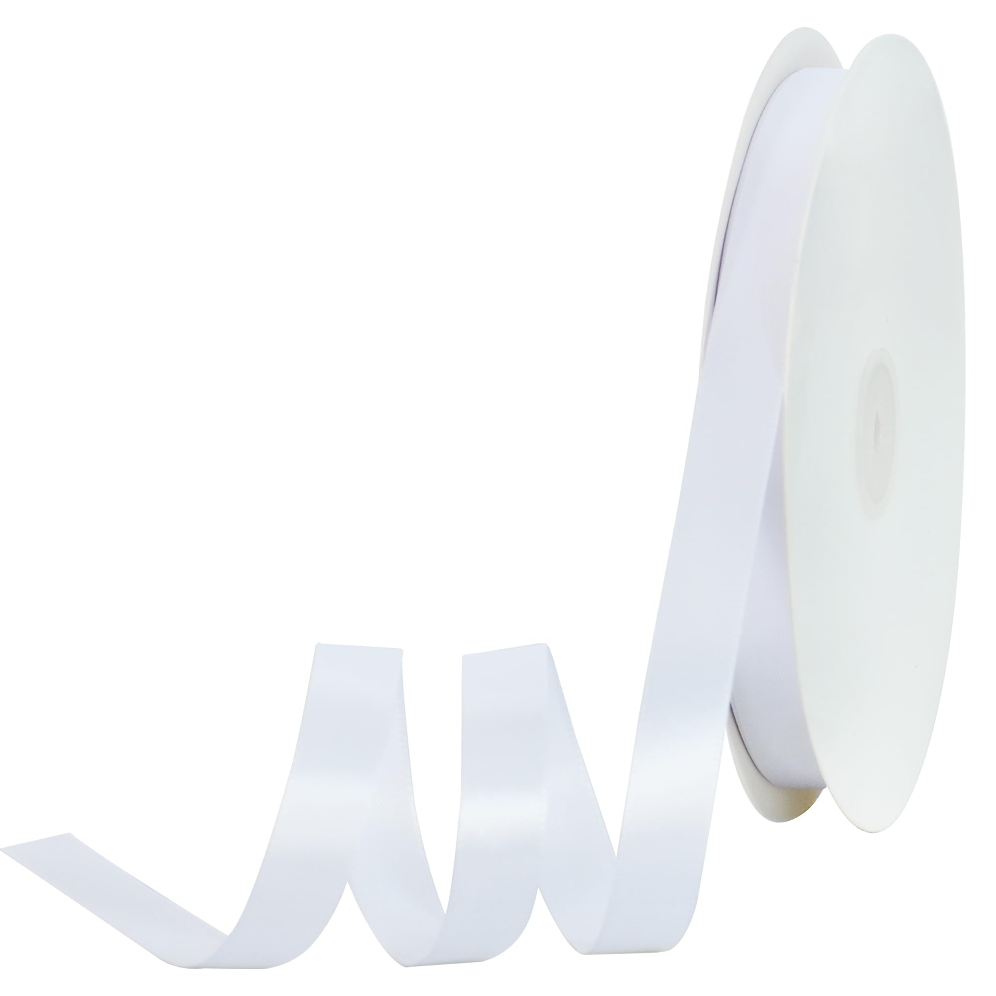 TONIFUL 5/8 Inch x 100yds White Satin Ribbon Thin Solid Frabic Ribbons for Sewing, Craft, Bows Making, Gift Wrapping, Invitation Cards, Wedding Party Valentine's Decor