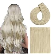 Tape In Human Hair Extensions, Platinum Blonde Hair Extensions, Adhesive Glue on Premium Quality ...