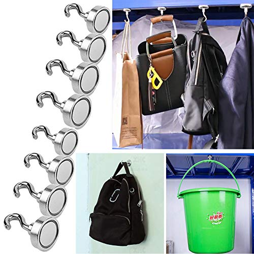 JANSANE 48LB Magnetic Hooks Heavy Duty for Cruise Cabins Refrigerator Locker Classroom Dia. 25mm Strong Magnet Hooks Hangers for Hanging BBQ Grill Tools Keys 10 Pack