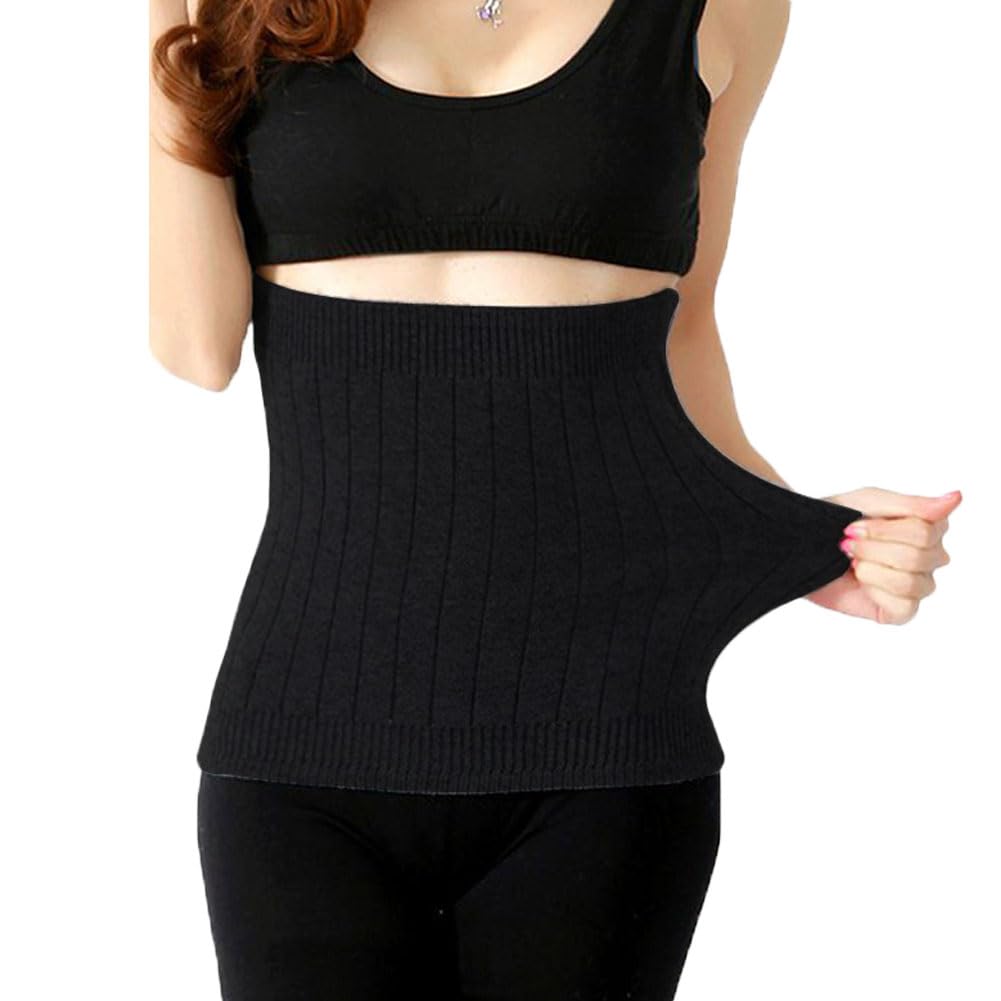 Thermal Waist Support Cashmere Knit Abdominal Binder Kidney Stomach Lumbar Lower Back Support Brace Breathable Slim Waist Trimmer Wrap Belt Elastic Postpartum Belly Band Warming Healing Pain Relief