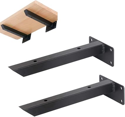 Amazon|Shelf Brackets ブラック 隠し 棚受け金具 金属 壁掛け 棚受け ブラケット アイアン フローティング棚 6サイズ ...
