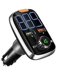 Transmisor de FM para automóvil, adaptador de radio inalámbrico para música de automóvil Blulu FM, salida de cargador dual-USB, llamada manos libres, tarjeta U-Disk TF reproductor de MP3 AUX para auto (estilo 2)