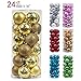 Valery Madelyn 24ct 60mm Sparkling Gold Christmas Ball Ornaments Decor, Shatterproof Christmas Tree Ornaments for Xmas Decoration