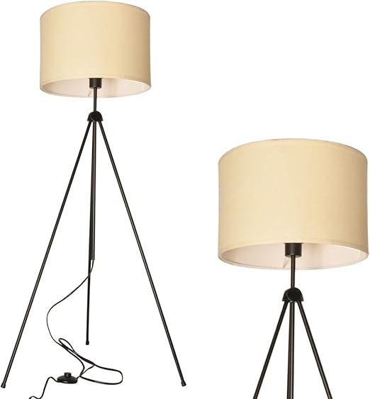 lampara pie nordica industrial vintage pantalla blanca grande para moderna salon dormitorio diseno lectura con tripode acero ajustable sin bombilla