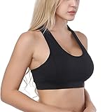 Yadifen Sports Bra, High Impact Workout Cross Back Padded Running Yoga Bra (Black, S)