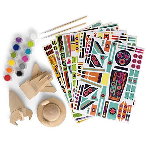 Kid Made Modern Wooden Spaceship Kit - Kids Arts & Crafts Toys - Thumbnail 3