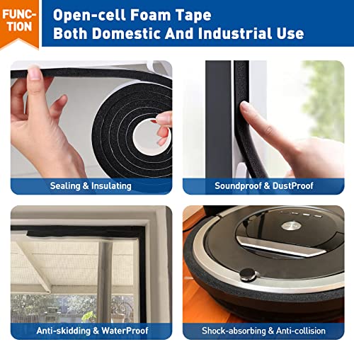 MAGZO Adhesive Foam Weather Stripping 1 Inch W X 1 Inch T, Thick Window