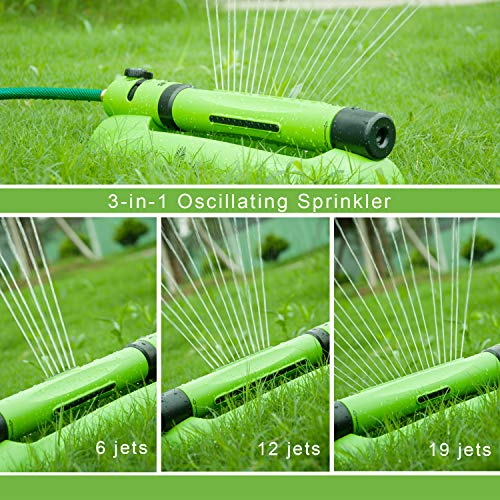 YeStar Garden Lawn Oscillating Sprinkler, Luxury 3 in 1 Yard Sprinkler System with One Touch Width Control & Flow Control, 3-Way Adjustment, Waters Up to 3,000 Sq. Ft...