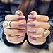 Yean 24PCS/Set False Nail Chic Smooth Purple Bridal Fake Nail Full Coverage Nail Tips - Pre-designed Nail Long Square with Glue and Adhesive Tab for women and girls