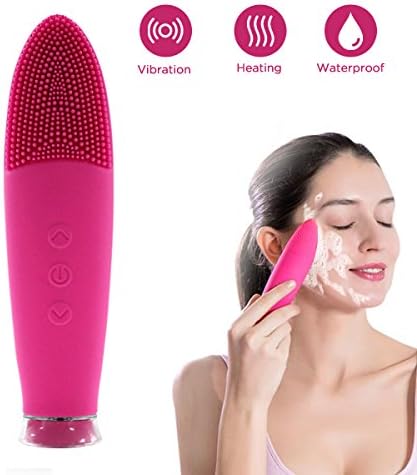 Face Cleansing Brush, Waterproof Facial Cleansing Brush for Exfoliating Removing Blackhead and Massager Brush - Red