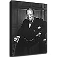 Winston Churchill Portrait Print Poster Canvas Print Wall Art Modern Classroom Bedroom Room Aesthetics Decoration Boys Women Gift Unframed and Framed (20x30inch-Framed)