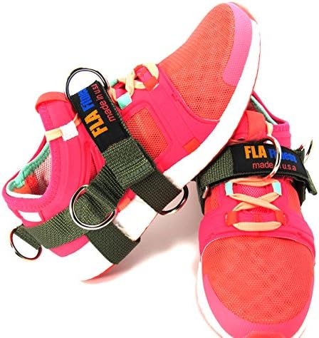 Glute Kickback by FLA Fitness - Ankle Strap -Handmade in USA - 5 D-Rings (2 Pack) (Green, Small)