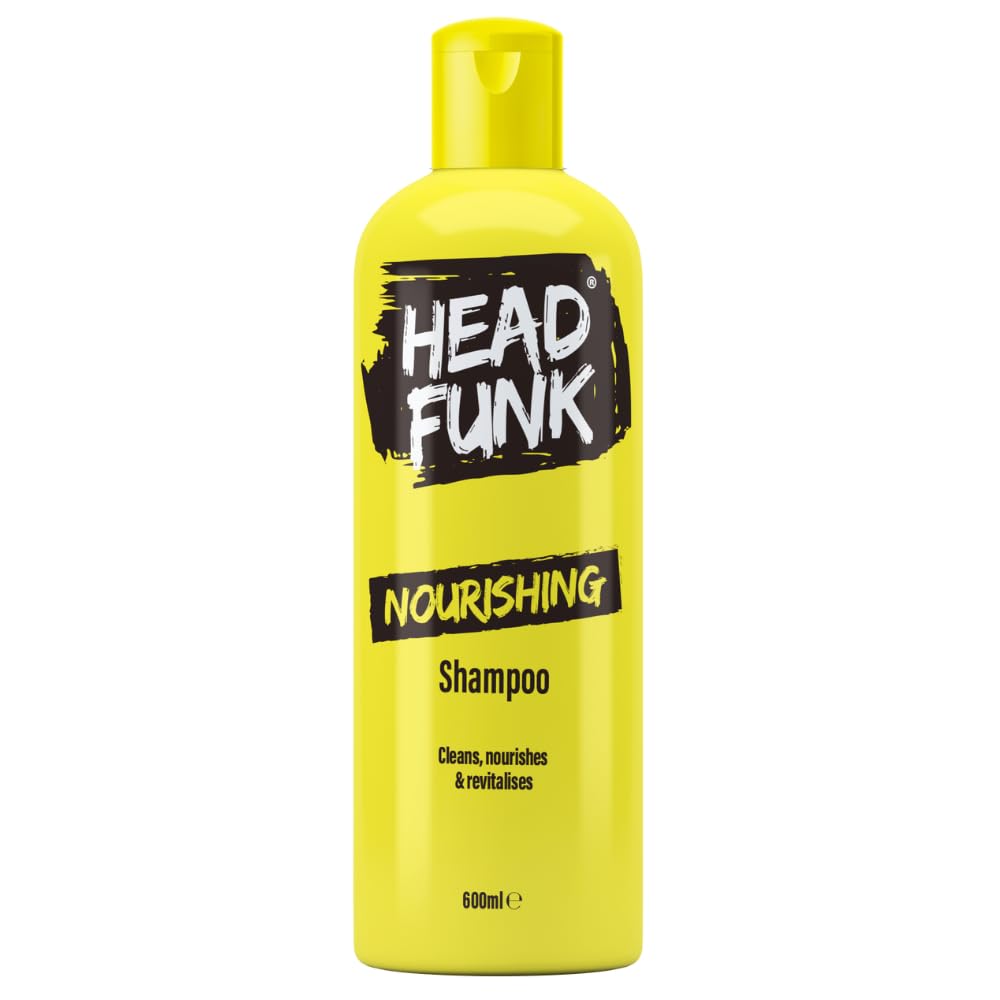 Head Funk Nourishing Shampoo - Cleans, Nourishes and Revitalises | Infused with Argan Oil & Macadamia Seed Oil - Cleanses and Rehydrates Hair & Scalp (Yellow, 600ml)