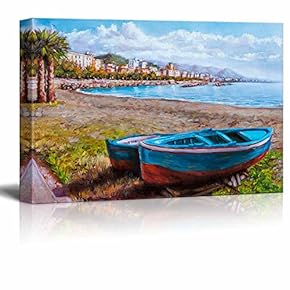 Canvas Prints Wall Art -Painting of a Coastal Landscape| Modern Home Deoration/Wall Art Giclee Printing Wrapped Canvas Art Ready to Hang - 12" x 18"