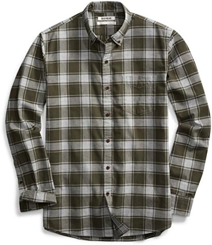 Goodthreads Men's Standard Fit Buffalo Plaid Oxford Shirt, Green Depths, Medium