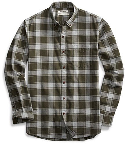 Goodthreads Men's Standard Fit Buffalo Plaid Oxford Shirt, Green Depths, Medium