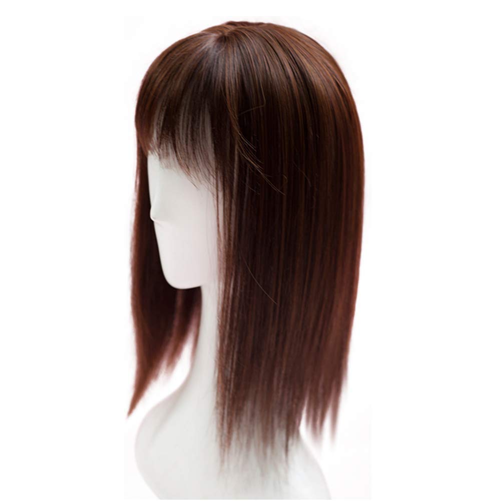Hair Top Piece Straight Synthetic Clip in Hair Topper Top Hairpiece with Bangs for Women Thick Light Brown