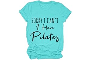 GAQEUWR Womens Cool Pilates Shirt, Sorry I Can't I Have Pilates T-Shirt, Funny Casual Pilates Coach Short Sleeve Tee Top