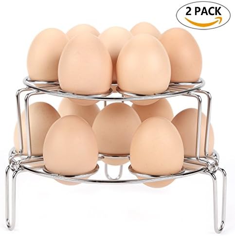 2 Pack Stackable Egg Steamer Rack Trivet, Geengle Stainless Steel Food Steaming Basket Holder, Multipurpose Vegetable Steam Rack Stand for Instant Pot and Pressure Cooker Accessories (UpgradedVersion)