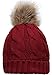 NEOSAN Women's Winter Ribbed Knit Faux Fur Pompoms Chunky Lined Beanie Hats Twist Burgundy