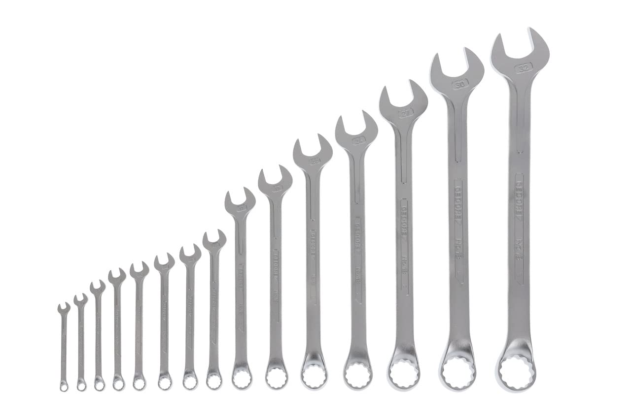 GEDORE 15-pc. Combination spanner set, AF 6-32 mm, Offset, Bi-hex, UD profile, Spanner set, 1 B-0115