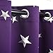 Kotile Blackout Purple Curtains for Girls Room/Kids Room 63 Inch Length 2 Panels, Home Decor Window Treatment Thermal Insulated Ring Top Curtains with Silver Star Print, Royal Purple
