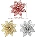Turelifes Pack of 12 Glitter Artificial Poinsettia Flowers Christmas Tree Ornaments 5.9''(15cm) Diameter (Pink)